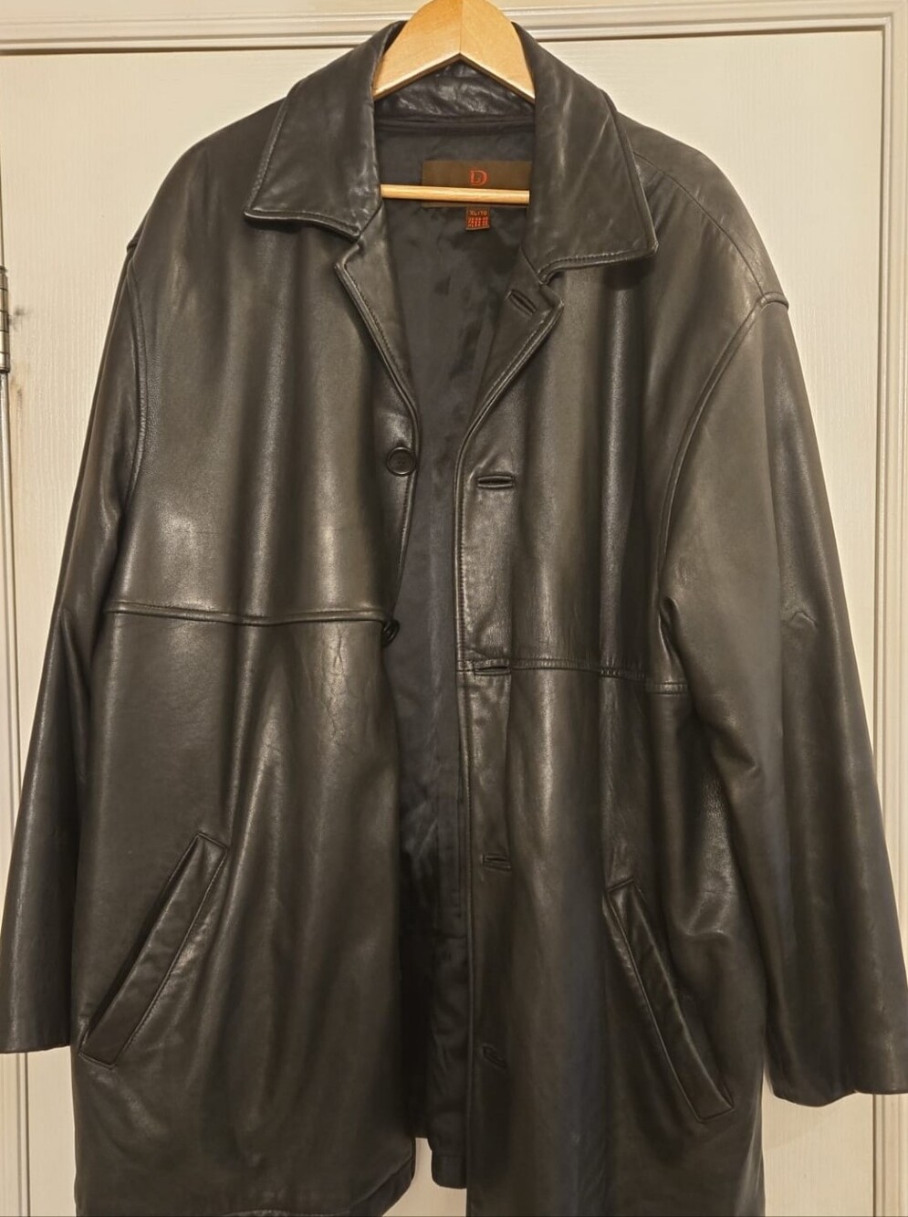 Classic Black Leather Men's Coat
